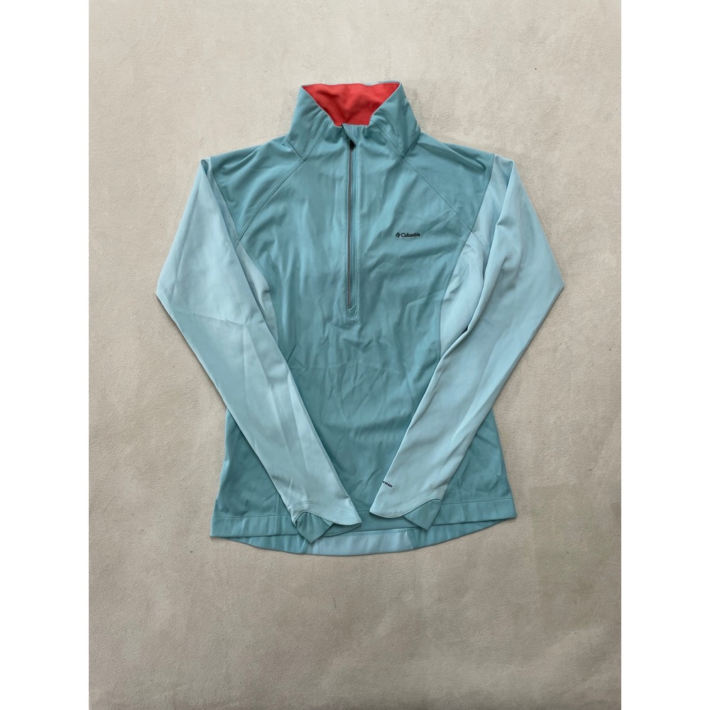 Columbia Omni-Wick Wind Block Quarter Zip Pullover Blue Teal Women Medium